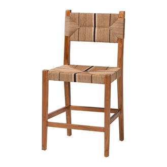 bali & pari Prita Bohemian Paper Loom and Natural Mahogany Wood Counter Stool