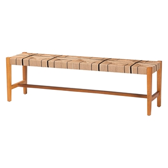 bali & pari Prita Bohemian Paper Loom and Natural Mahogany Wood Dining Bench