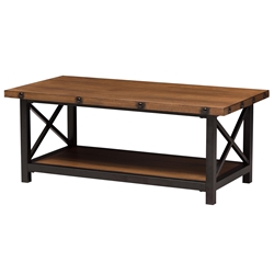 Baxton Studio Herzen Rustic Industrial Style Antique Black Textured Finished Metal Distressed Wood Occasional Cocktail Coffee Table Baxton Studio restaurant furniture, hotel furniture, commercial furniture, wholesale living room furniture, wholesale sofas & loveseats, classic sofa set