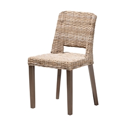 bali & pari Magy Modern Bohemian Grey Rattan and Natural Brown Finished Wood Dining Chair Baxton Studio restaurant furniture, hotel furniture, commercial furniture, wholesale dining room furniture, wholesale dining chairs, classic dining chairs