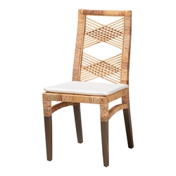 bali & pari Poltak Modern Bohemian Natural Brown Rattan Dining Chair Baxton Studio restaurant furniture, hotel furniture, commercial furniture, wholesale dining room furniture, wholesale dining chairs, classic dining chairs