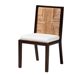 bali & pari Joana Modern Bohemian Dark Brown Mahogany Wood and Natural Seagrass Dining Side Chair Baxton Studio restaurant furniture, hotel furniture, commercial furniture, wholesale dining room furniture, wholesale dining chairs, classic dining chairs